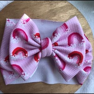 Rainbow hearts Headwrap bow